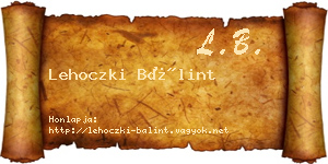 Lehoczki Bálint névjegykártya